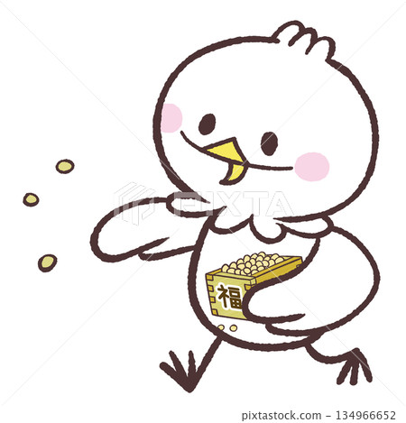 Illustration of a white bird throwing beans 134966652