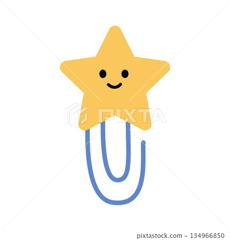 Paperclip with star cartoon illustration 134966850
