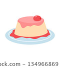 pudding, Creamy Strawberry Pudding with sauce 134966869