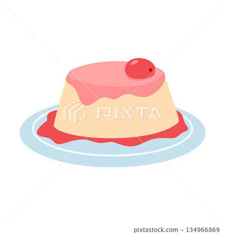 pudding, Creamy Strawberry Pudding with sauce pudding, Creamy Strawberry Pudding with sauce 134966869