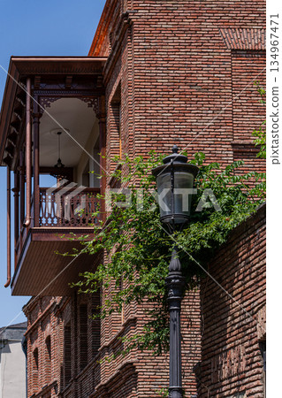 Traditional carving balcony in Old Tbilisi 134967471