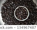 dark roasted coffee bean from fresh roasting in home cafe 134967487