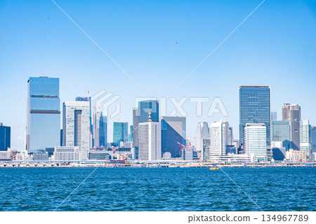 TOKYO, JAPAN - 29, JAN. 2025 : cityscape of Tokyo tower and buildings at daytime in Tokyo bay, Japan TOKYO, JAPAN - 29, JAN. 2025 : cityscape of Tokyo tower and buildings at daytime in Tokyo bay, Japan 134967789