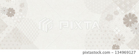 Beige washi paper texture with traditional Japanese patterns 134969127