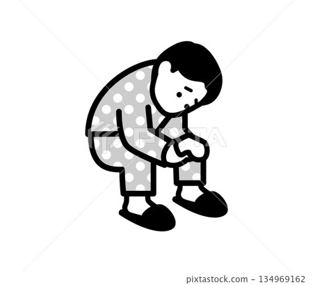 憂鬱男子插圖向量圖 134969162
