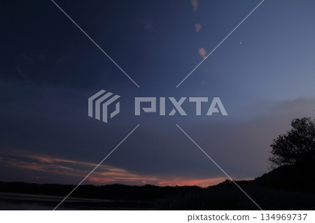 Sunokawa Park, Ehime Prefecture: Evening view with clouds spreading Sunokawa Park, Ehime Prefecture: Evening view with clouds spreading 134969737