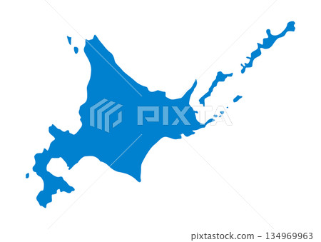 簡單的北海道地圖插圖，單獨的日本地圖（藍色） 134969963