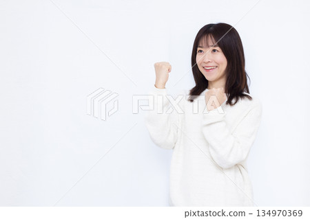 Woman in guts pose Woman in guts pose 134970369