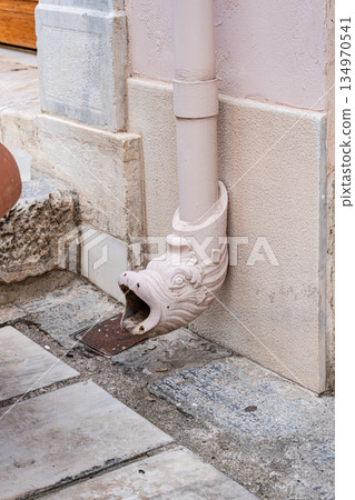 Old fish shaped rain drain in Old Athens Old fish shaped rain drain in Old Athens 134970541