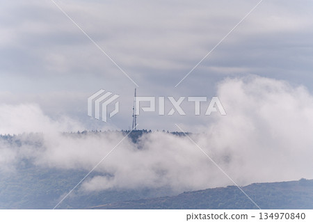 After the rain landscape with hill slope and clouds After the rain landscape with hill slope and clouds 134970840