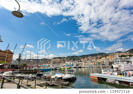 Scenery of the old port of Genoa, Italy 134971516