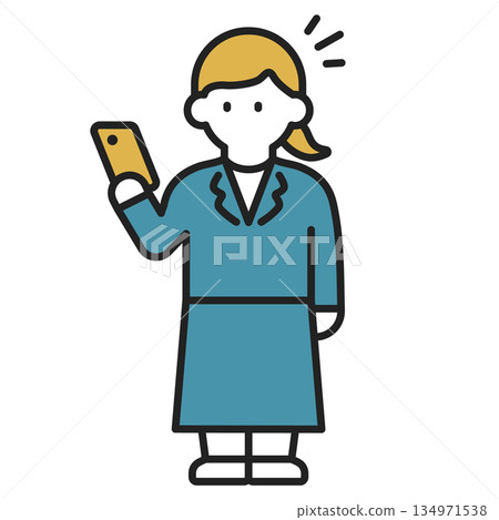 Businesswoman holding a smartphone, smartphone, whole body, color Businesswoman holding a smartphone, smartphone, whole body, color 134971538