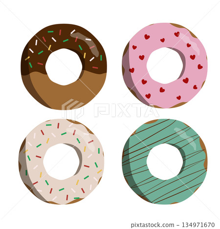 Donuts with various decorations Donuts with various decorations 134971670