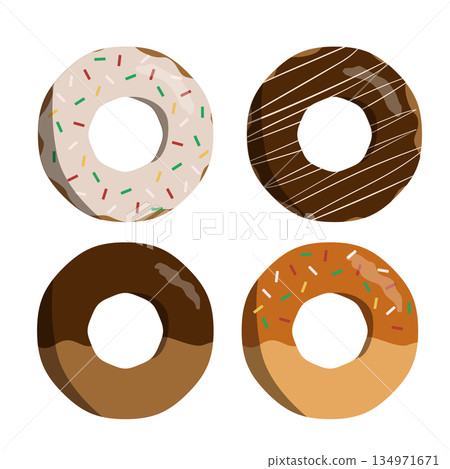 裝飾各異的甜甜圈 裝飾各異的甜甜圈 134971671