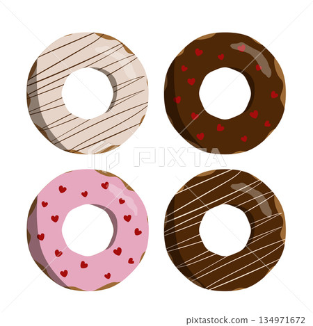 Donuts with various decorations 134971672