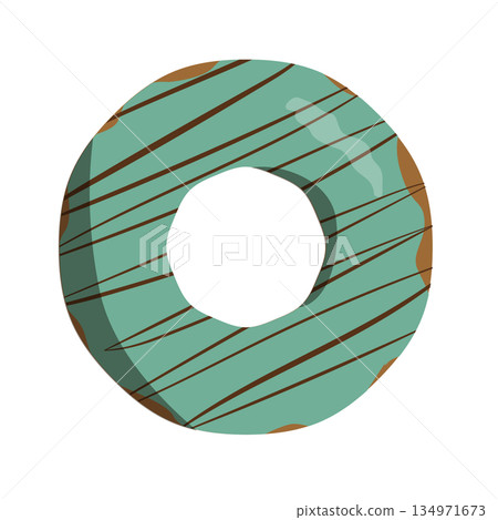 Chocolate mint colored donuts 134971673