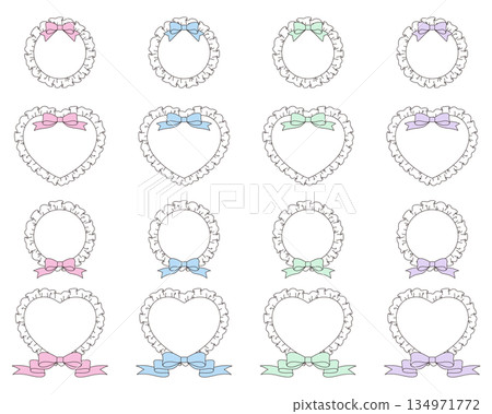 Vector illustration set of ruffles and ribbon frames 134971772