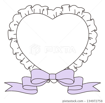 Vector illustration of a cute ruffle frame with a heart and ribbon Vector illustration of a cute ruffle frame with a heart and ribbon 134972758