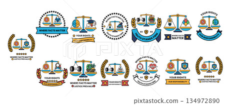A series of symbols that represent justice A series of symbols that represent justice 134972890