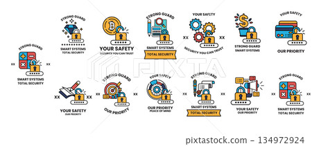 A series of icons for security and safety A series of icons for security and safety 134972924
