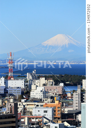 木更津市街景和富士山 134972932