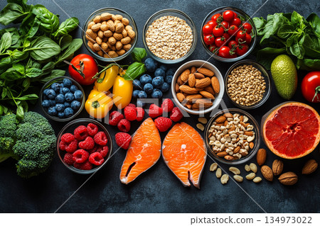 Banner for National Nutrition Month with fresh products Banner for National Nutrition Month with fresh products 134973022