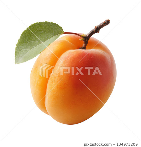 Fresh Peach With Soft Skin and Vibrant Color on a White Background 134973209