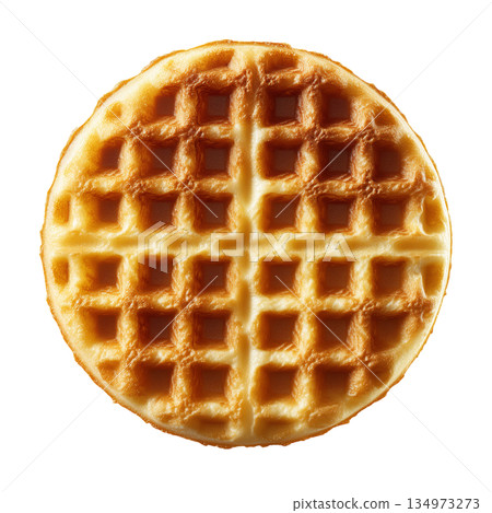 Delicious Golden Waffle on a White Background Perfect for Breakfast or Dessert 134973273