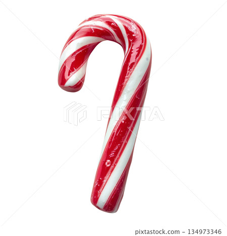Colorful Candy Cane With Red and White Stripes for Holiday Celebrations and Festive Treats 134973346
