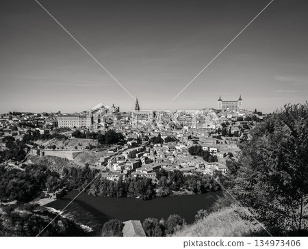 view of toledo city in spain on sunny day view of toledo city in spain on sunny day 134973406