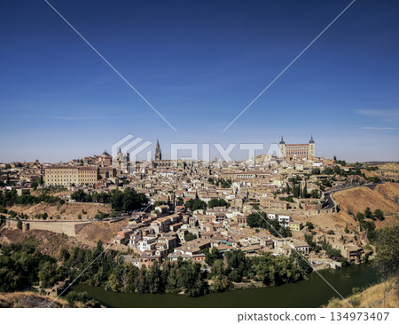 view of toledo city in spain on sunny day view of toledo city in spain on sunny day 134973407