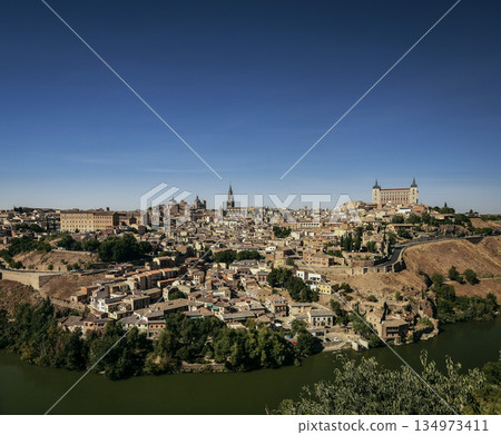 view of toledo city in spain on sunny day view of toledo city in spain on sunny day 134973411