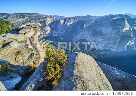 Granite Cliffs and Valley Vista at Glacier Point Yosemite National Park California Granite Cliffs and Valley Vista at Glacier Point Yosemite National Park California 134973598