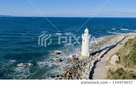 Irago Lighthouse and Breakwater Facing the Pacific Ocean - Coastal Scenery of the Atsumi Peninsula Irago Lighthouse and Breakwater Facing the Pacific Ocean - Coastal Scenery of the Atsumi Peninsula 134974037