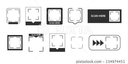 QR code frame box, template. QR code with inscription scan me with smartphone. Scan me icon. Scan qr code icon for payment, mobile app 134974451