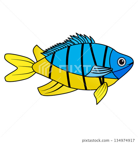 Tropical fish aquarium cartoon icon Tropical fish aquarium cartoon icon 134974917