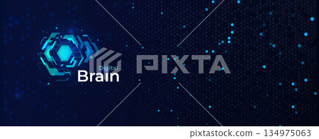 Artificial intelligence digital brain background with hexagon tech pattern, neural network data flow, copy space. AI brain concepts for technology presentations and web headers. Vector illustration Artificial intelligence digital brain background with hexagon tech pattern, neural network data flow, copy space. AI brain concepts for technology presentations and web headers. Vector illustration 134975063