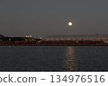 Port scenery under the full moon 134976516