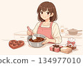 女孩製作情人節巧克力 134977010