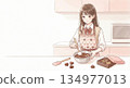 女孩製作情人節巧克力 134977013