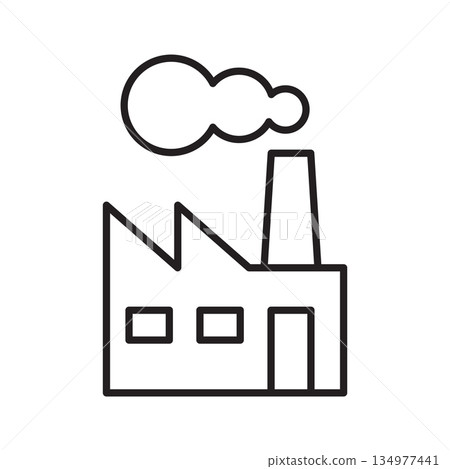 Factory Building Outline Icon with Smoke Factory Building Outline Icon with Smoke 134977441