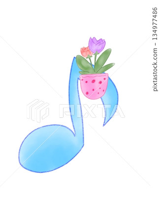 帶有花朵的音符 134977486