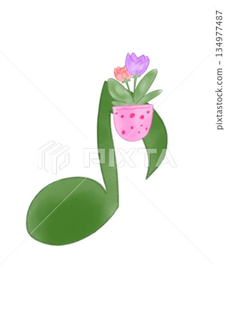 帶有花朵的音符 134977487