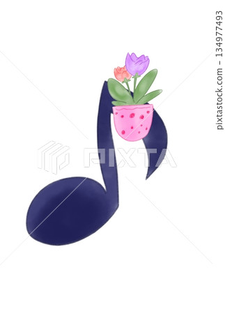 帶有花朵的音符 134977493