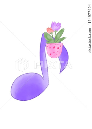 帶有花朵的音符 134977494