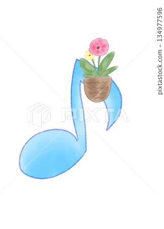 帶有花朵的音符 134977596