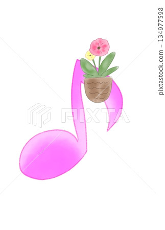帶有花朵的音符 134977598