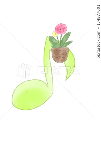 帶有花朵的音符 134977601