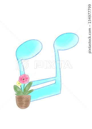 帶有花朵的音符 134977799
