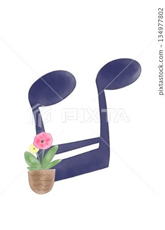 Musical notes with flowers Musical notes with flowers 134977802